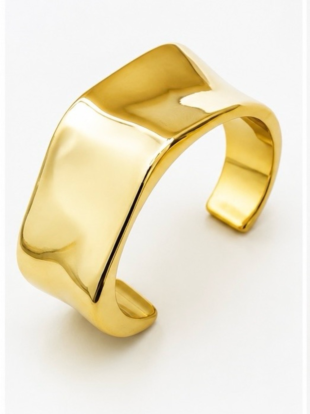 Gold Sculpted Cuff Bracelet - Elegant Women Jewelry